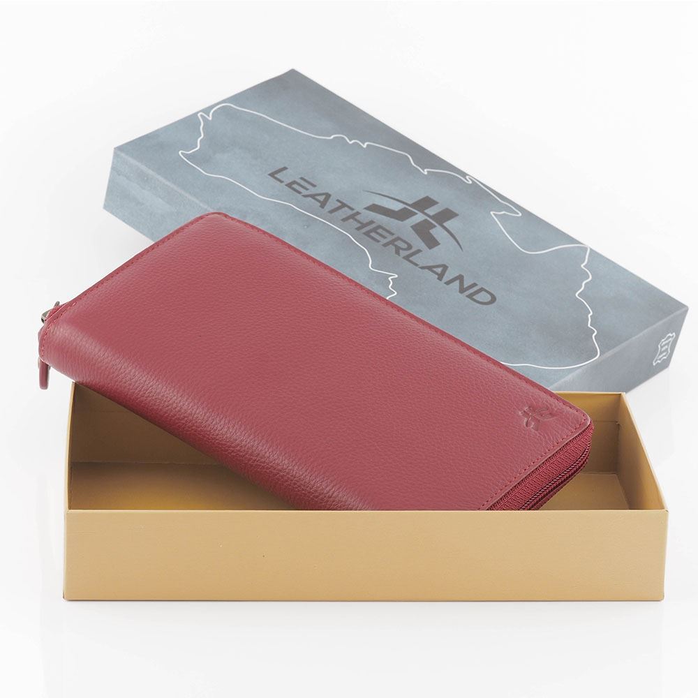 Women’s Natural Premium Cowhide Soft Leather, Zip around wallet Purse Eden - Picture 47 of 48