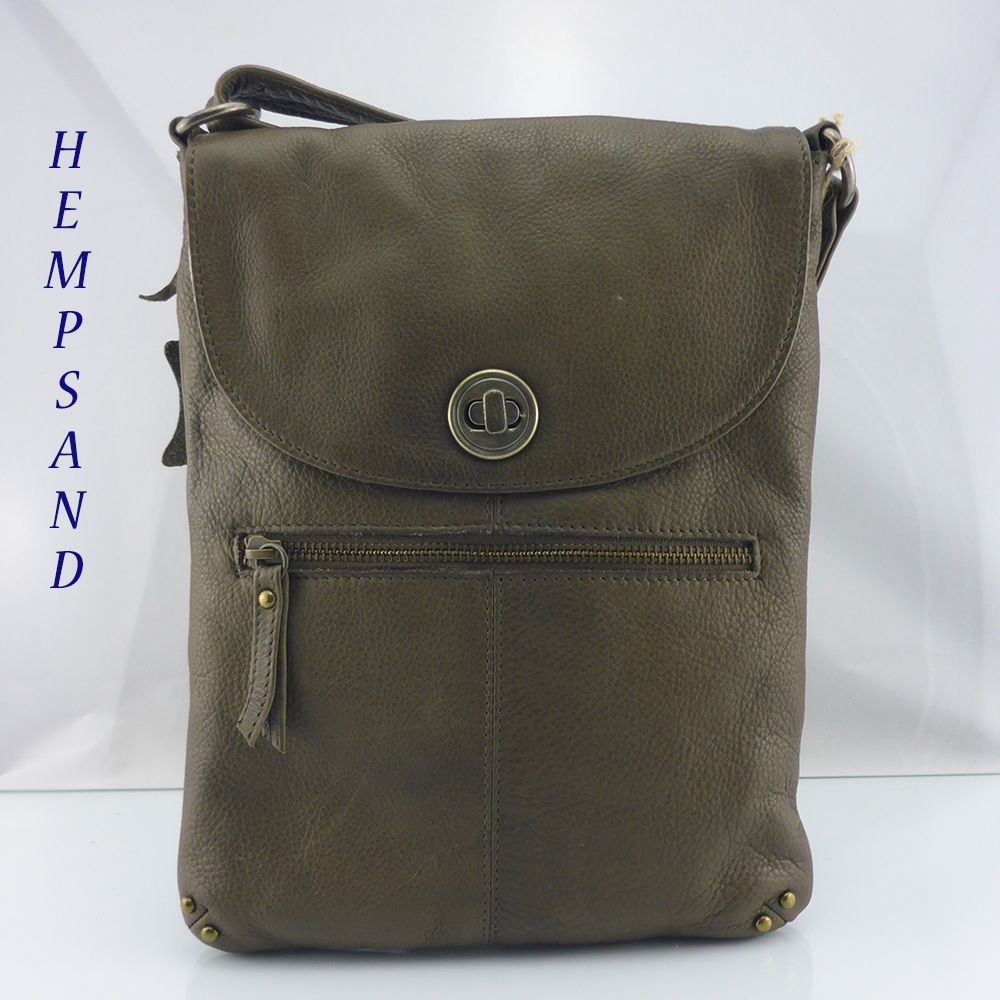 Full Grain Rugget Hide Leather Large Size Sling Bag Soft Crossbody Handbag