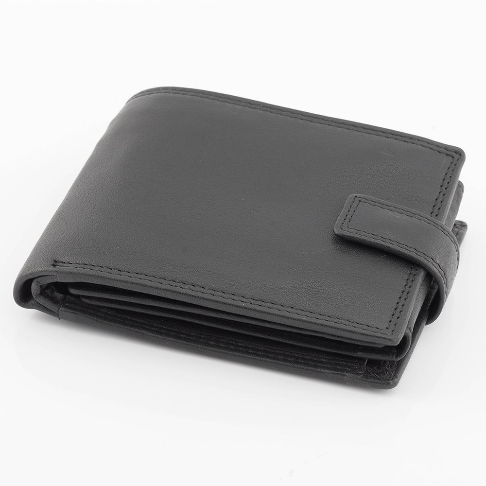 Full Grain Leather Large RFID Protected Wallet Black 006KTZ