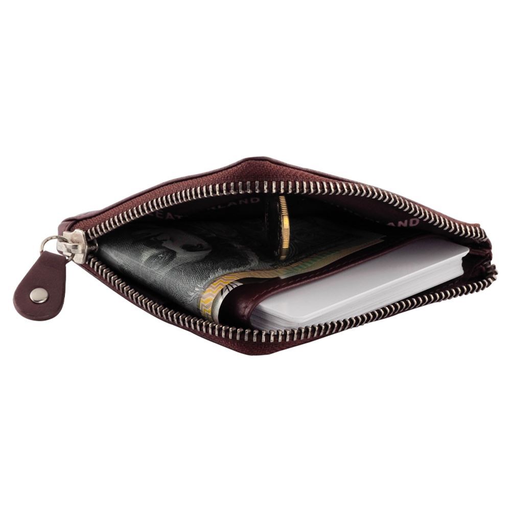 Unisex Zip Coin Purse Key Holder Small RFID Protection Pouch Real Leather  Wallet