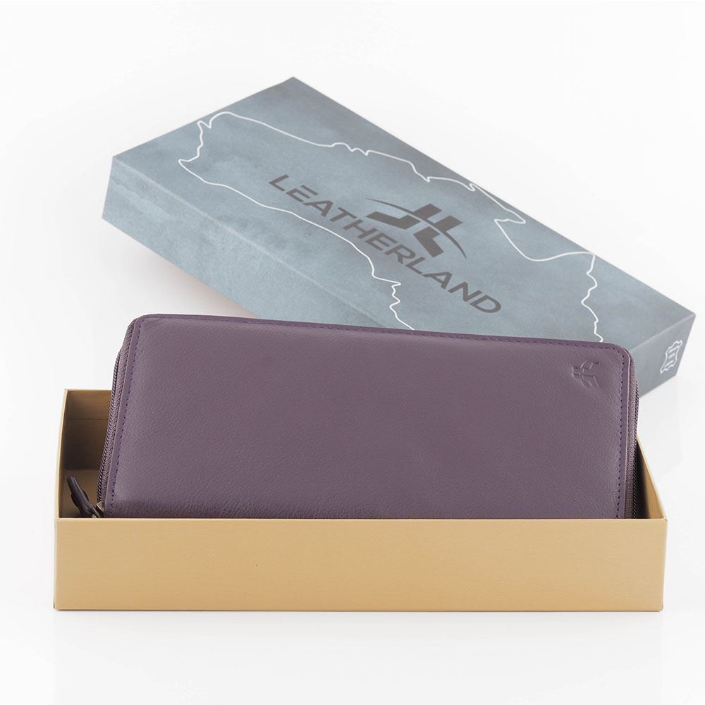 Women’s Natural Premium Cowhide Soft Leather, Zip around wallet Purse Eden - Picture 36 of 48