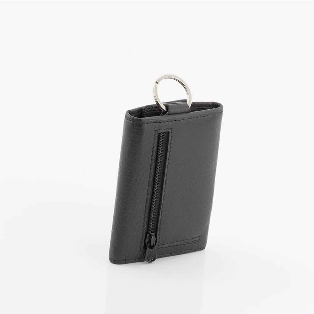 Genuine Full Grain Leather Key Holder Case 6 Keys Wallet Black