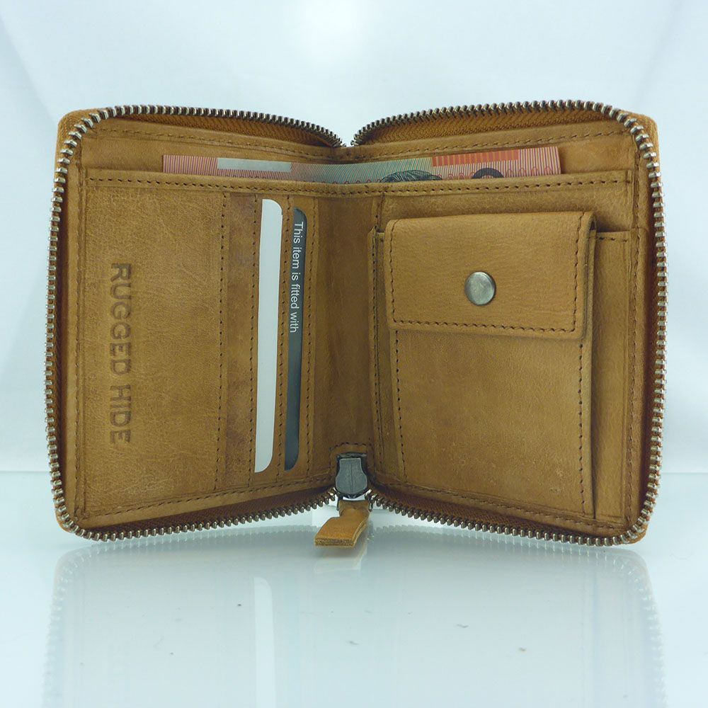 Genuine Leather RFID Protected Unisex Zip around Wallet