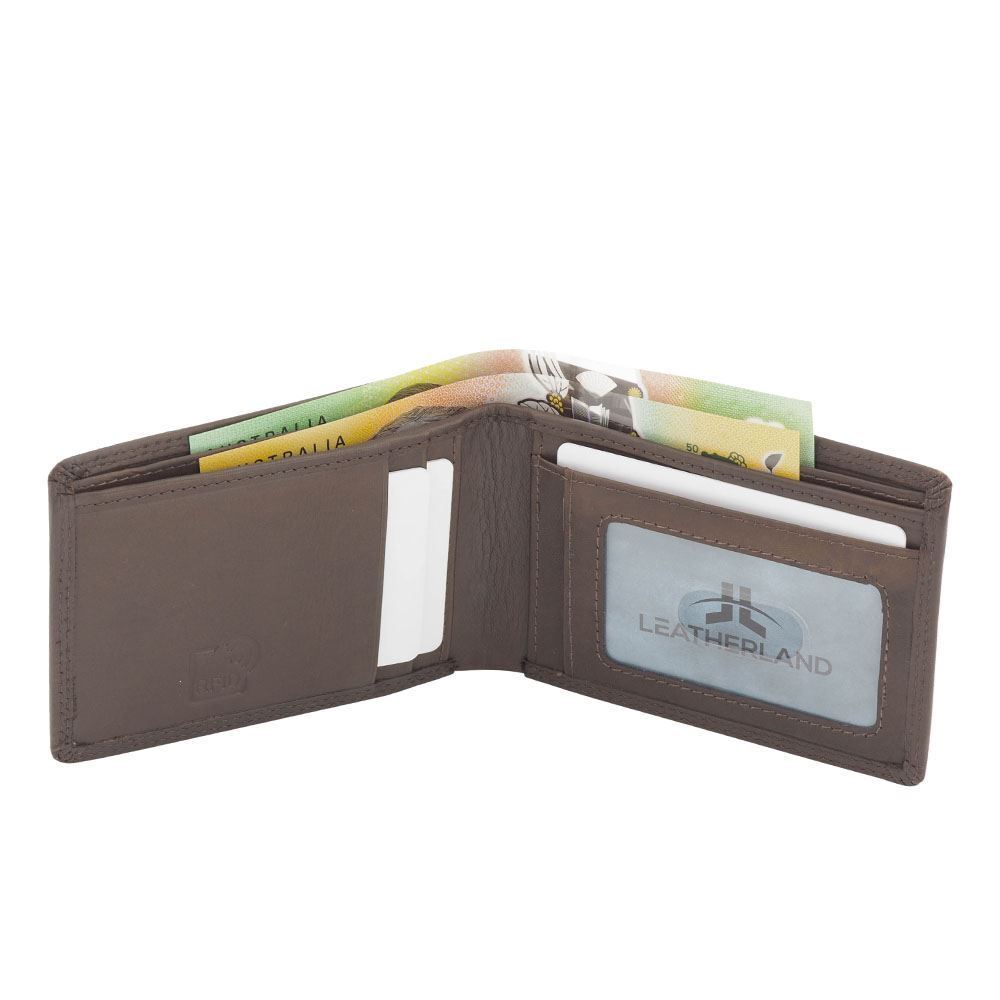 Men's Small Slim Wallet Genuine Soft Veg Tanned Leather RFID Blocking New - Picture 29 of 36