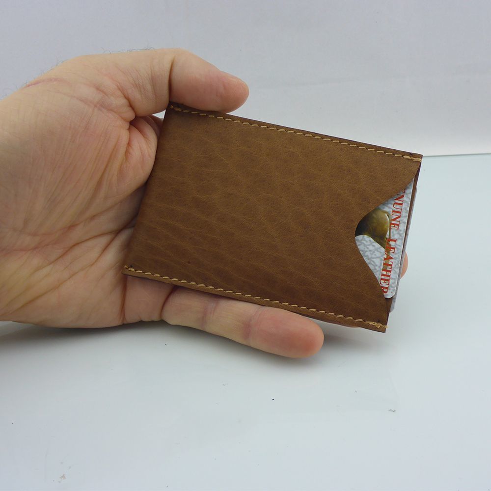 Made in the USA — Minimalist full grain real leather credit card sleeve holder/slim leather business card case wallet 