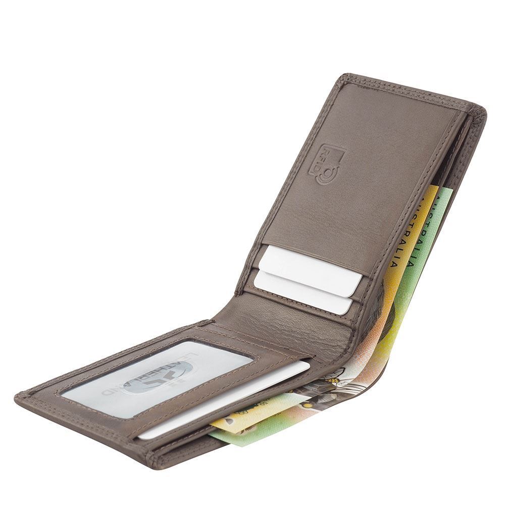 Men's Small Slim Wallet Genuine Soft Veg Tanned Leather RFID Blocking New - Picture 30 of 36
