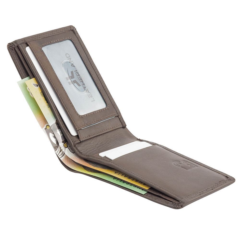 Men's Small Slim Wallet Genuine Soft Veg Tanned Leather RFID Blocking New - Picture 31 of 36