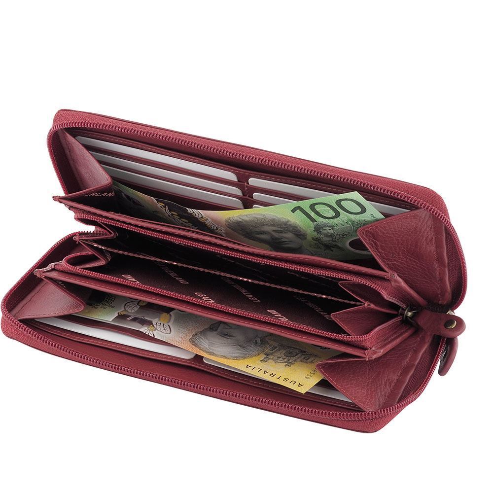 Women’s Natural Premium Cowhide Soft Leather, Zip around wallet Purse Eden - Picture 44 of 48