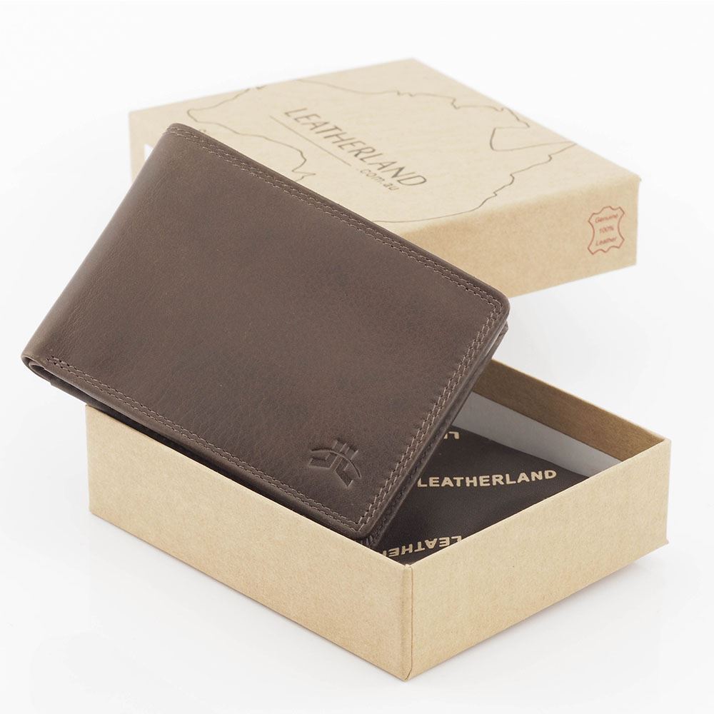 Men's Small Slim Wallet Genuine Soft Veg Tanned Leather RFID Blocking New - Picture 34 of 36