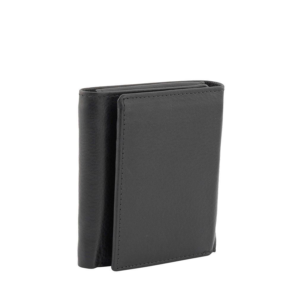 3 Fold Full Grain Leather Wallet Black 11 Cards Black 943