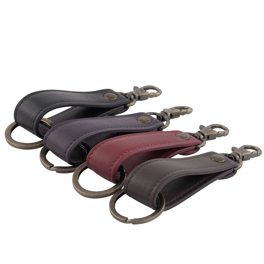 Unisex Genuine Leather Strap Keychain Key Ring Belt Loop Key Holder