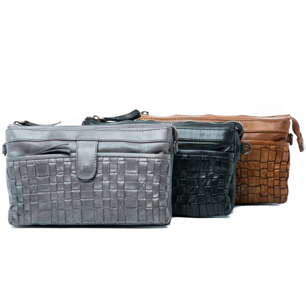 Ladies Genuine Soft Leather Woven Sling/Clutch Bag