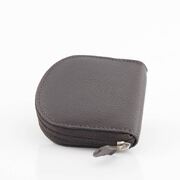 Genuine Leather Unisex Coin Change Pouch Zip Purse Brown 079CS
