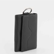 Genuine Full Grain Leather Key Holder Case 6 Keys Wallet Black