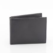 RFID Genuine Mens Soft  Leather Small Slimline Wallet Black