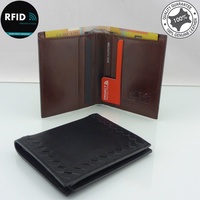 RFID Genuine Leather Slim Men's 2 fold Credit Card Wallet Notes Multi Colours 6 Cards