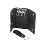 Men's Women's Genuine Full Grain Leather Key Wallet Ring 