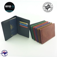RFID Genuine Full Grain Leather Passport Holder Card Unisex Wallet I’d protector