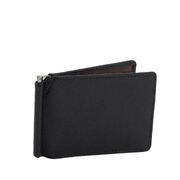 Genuine Cowhide Leather Men Money Clip RFID Wallet Black/Tan