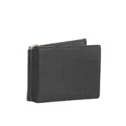 Genuine Cowhide Leather Men Money Clip, Coins,Cards Wallet Black