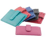 Genuine Full Grain Leather RFID Protected Slim Unisex Card Wallet Ultra Sleek Black Red  