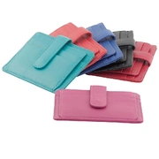 Genuine Full Grain Leather RFID Protected Slim Unisex Card Wallet Ultra Sleek Black Red  