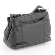 Full Grain  Soft Leather Medium Size Crossbody Bag Black New