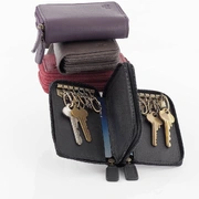 Unisex -Genuine Full Grain Leather Double Zipped Key Holder