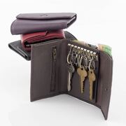 Unisex Genuine Full Grain Leather Key Holder Case 8 Keys Wallet
