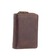 Unisex Men’s Women’s RFID Genuine Leather Small Wallet Zipper Purse Rugged Hide