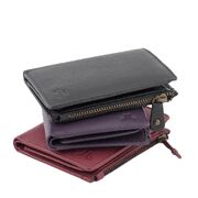 HESTER - Women’s RFID Genuine Soft Leather Compact Wallet Zipper Clutch Card Purse