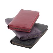 Suzi- Natural Premium Cowhide Soft Leather, Zip around wallet.