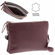 Genuine Soft Leather Double Pouch Crossbody / Fulton