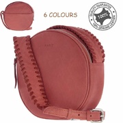 Women's Whipstitch Genuine Soft Leather Circle Bag / Mackenzie