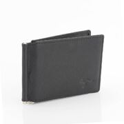 RFID Genuine Cowhide Rugged Leather Men Money Clip Wallet - Black & Brown