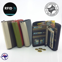 Leather Double Zip Multi Colour RFID Protected Wallet/Purse
