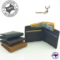 Men’s Genuine Premium Cowhide RUGGED HIDE Leather Slim Wallet 