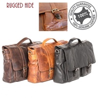 Men's Genuine Rugged Hide Leather Large Messenger satchel Shoulder Folio Bag 
