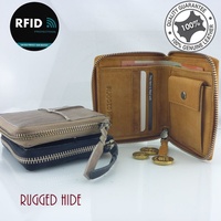 Genuine Leather RFID Protected Unisex Zip around Wallet