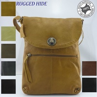 Full Grain Rugget Hide Leather Large Size Sling Bag Soft Crossbody Handbag