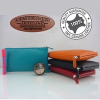 New Genuine Leather Multi Colors Zip Beauty Cosmetic Case Travel Make-Up Bag