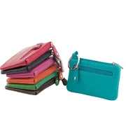 Genuine Leather Multi Colours Men Women Zippered Wallet Coin Purse Key Ring